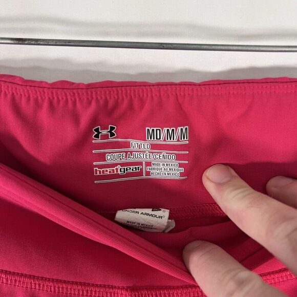Under Armour Leggings Capri Women's Medium Pink Pull On Mid Rise Heat Gear - Picture 3 of 7